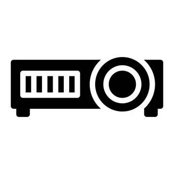 Projector device icon in Glyph Style. Black Fill. Isolated on White Backgroun Stock Illustration