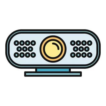 Projector device presenting digital media technology concept Stock Illustration