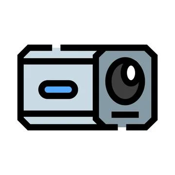 Projector device presenting multimedia content and video technology Stock Illustration
