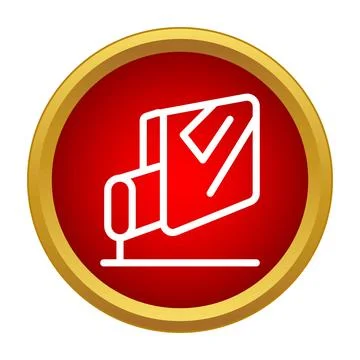Projector displaying image line icon golden frame Stock Illustration