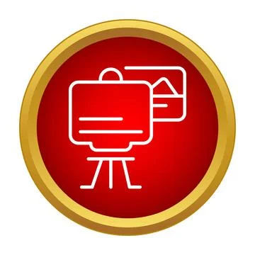 Projector displaying presentation on screen line icon Stock Illustration