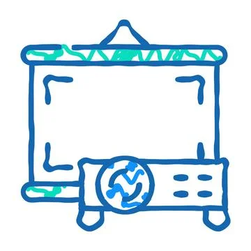 Projector electronic device icon doodle illustration Stock Illustration