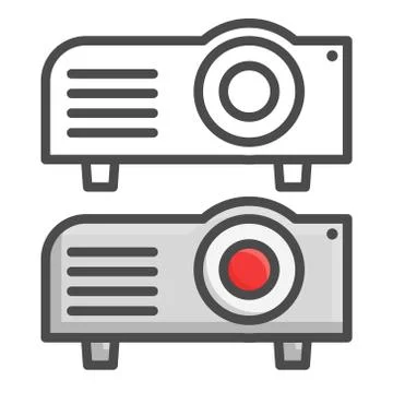 Projector flat icon, presentation and meeting, vector graphics, line and color Stock Illustration
