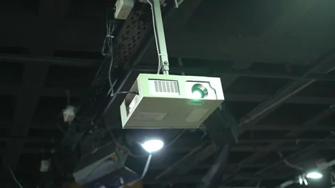 Projector hanging in studio Stock Footage 249697426