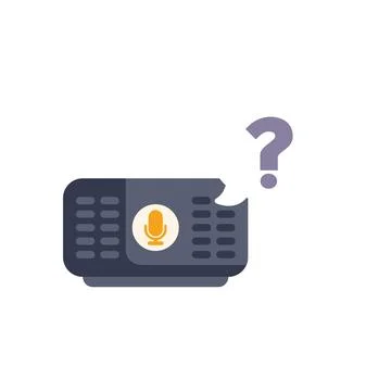 Projector having trouble understanding voice command with question mark symbo Stock Illustration