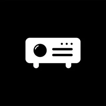 Projector Icon On Black Background. Black Flat Style Vector Illustration Stock Illustration