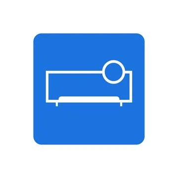 Projector icon on blue background. Flat design style. graphic element Stock Illustration