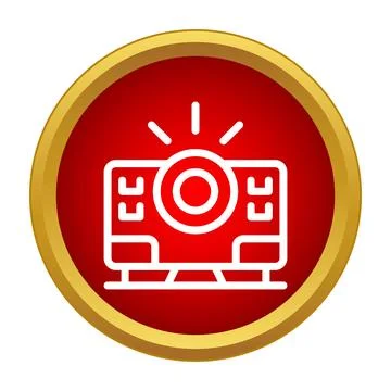 Projector icon casting light for multimedia presentations Stock Illustration