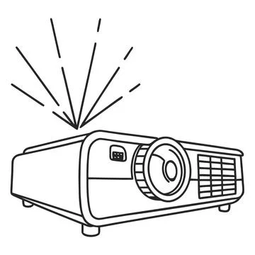 Projector Icon - Clean Line Vector Art on White Background Stock Illustration
