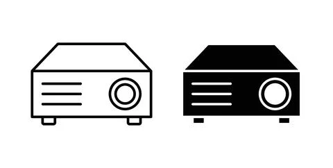 Projector icon collection in black, Line icons, flat symbols Stock Illustration