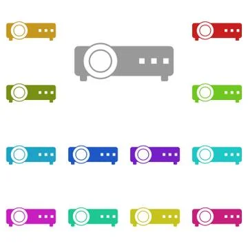 Projector icon in multi color. Simple glyph vector of Technology set for UI a 스톡 일러스트