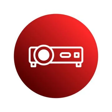 Projector icon on red background symbolizing presentation devices used in b.. Stock Illustration