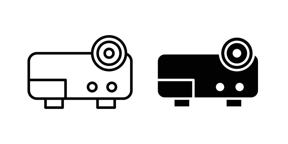 Projector icon set modern line and solid style collection. Stock Illustration