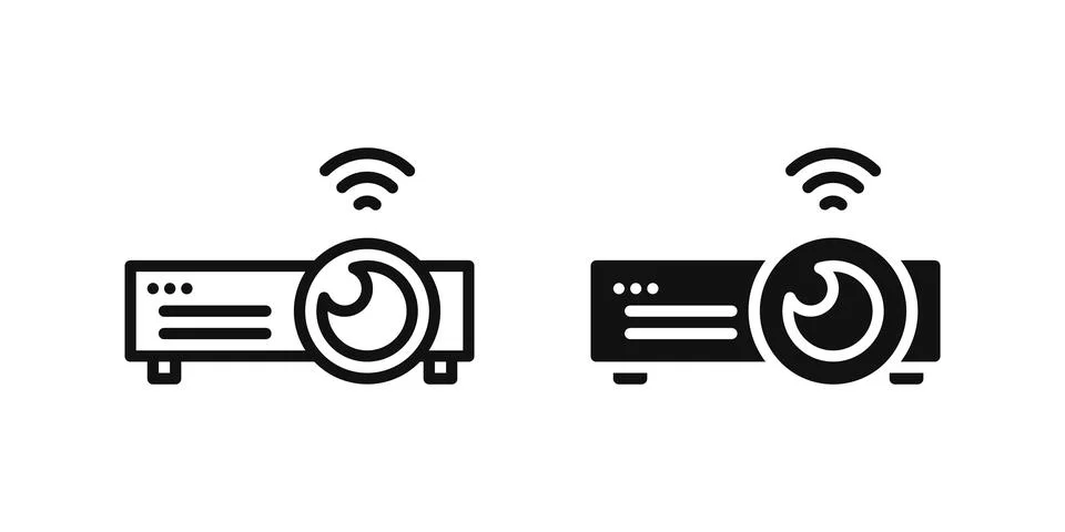 Projector icon set used to represent smart display devices in home or offic.. Stock Illustration