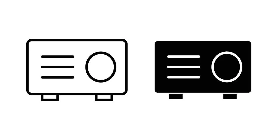 Projector icon symbol  illustration bundle in black colour Stock Illustration