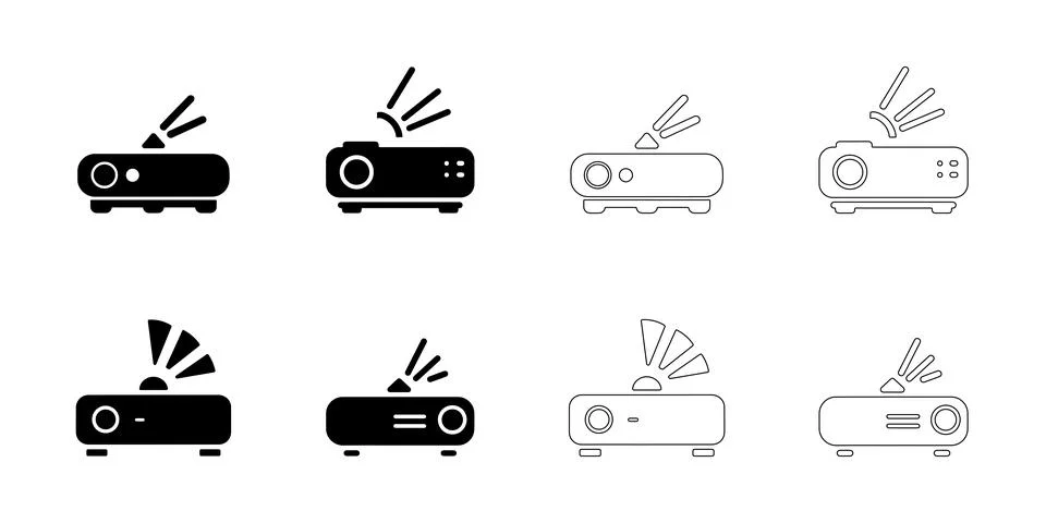 Projector icons set Stock Illustration