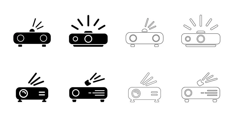 Projector icons set Stock Illustration