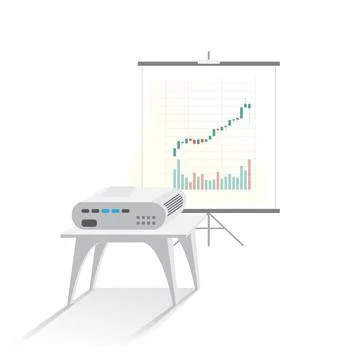 Projector preview trading view slide on screenboard, cartoon object for busin Stock Illustration