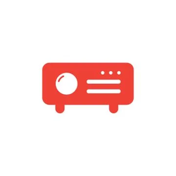 Projector Red Icon On White Background. Red Flat Style Vector Illustration. Stock Illustration