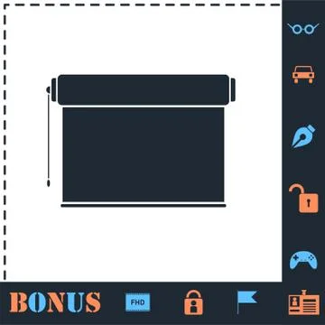 Projector roller screen icon flat Stock Illustration