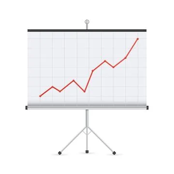 Projector screen with business chart graph. Vector stock illustration. Ilustración de archivo