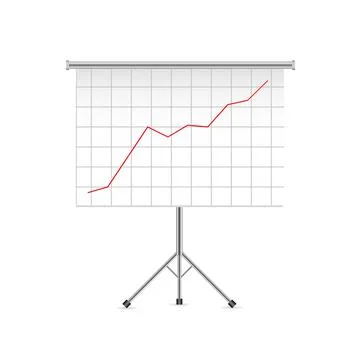 Projector screen with business chart graph. Vector illustration. Illustrazione stock