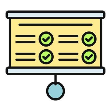Projector screen displaying completed task checklist Stock Illustration