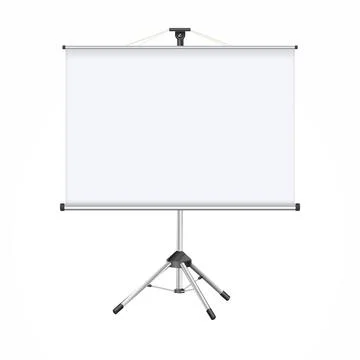 Projector Screen . Empty White Board Presentation Conference On The Wall. creen Stock Illustration