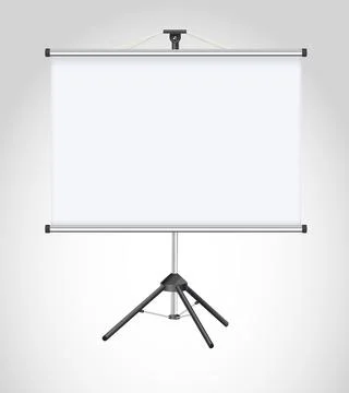 Projector Screen . Empty White Board Presentation Conference On The Wall. creen Stock Illustration