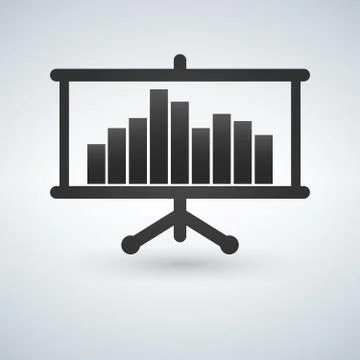 Projector screen with graph chart icon. vector illustration. Illustrazione stock