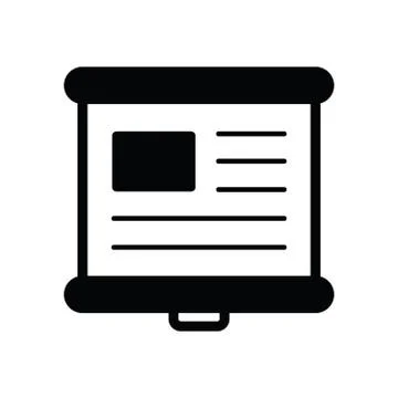 Projector screen isolated icon black Stock Illustration