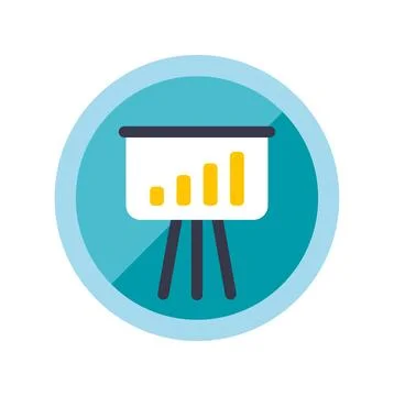 Projector screen presenting business growth bar chart data Stock Illustration