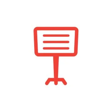 Projector Screen Red Icon On White Background. Red Flat Style Vector Stock Illustration