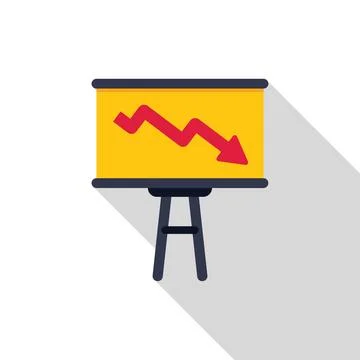 Projector screen showing negative trend in economy or business Stock Illustration