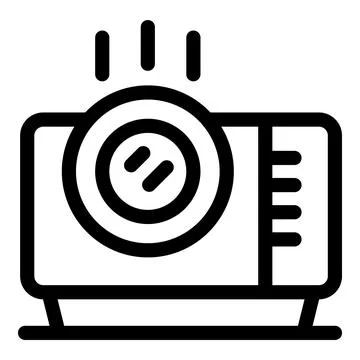 Projector screen showing presentation with light beam icon Stock Illustration