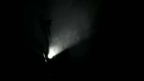 Projector silhouette on a blue background. Stock Footage 70842978