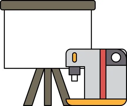 A projector is on a stand next to a coffee maker Stock Illustration