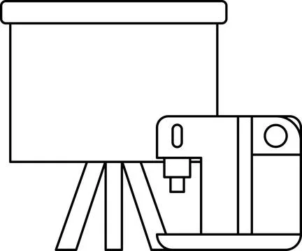 A projector is on a stand next to a coffee maker Stock Illustration