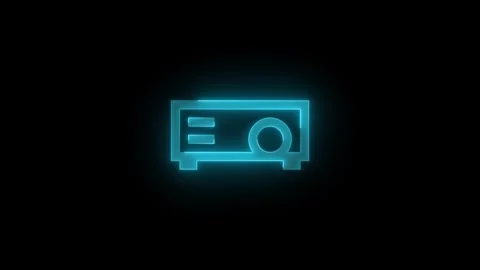Projector stroke icon glowing neon animation Stock Footage 289464277