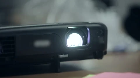 Projector on a table at meeting isolated Stock Footage 58136782