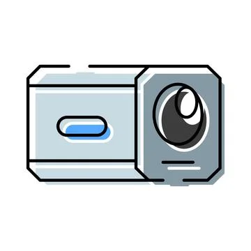 Projector video equipment displaying multimedia content icon Stock Illustration