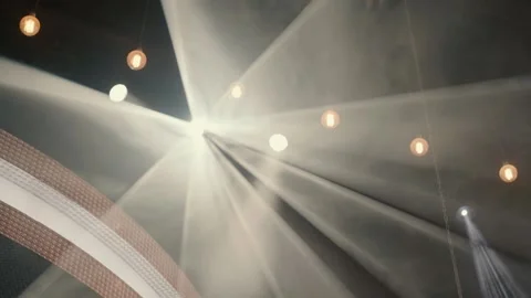 Projectors light in the darkness of an event hall. Stock Footage 221578991