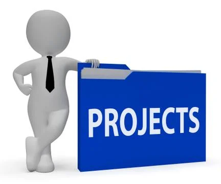 Projects Folder Means Activity Document 3d Rendering Stock Illustration