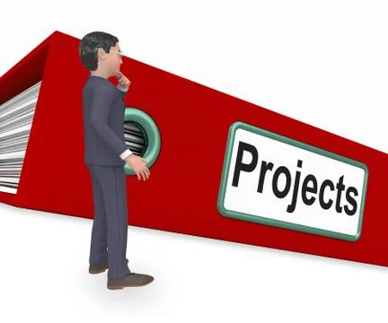 Projects Folder Shows Venture Administration 3d Rendering Illustration