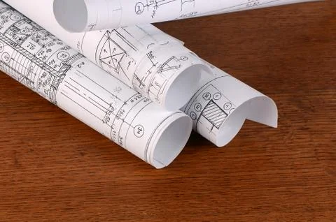 Projects of houses on the background Stock Photos