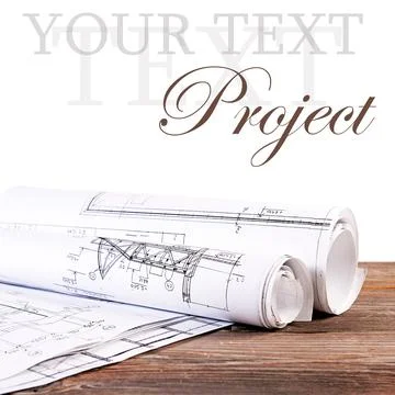 Projects of houses on the background Stock Photos