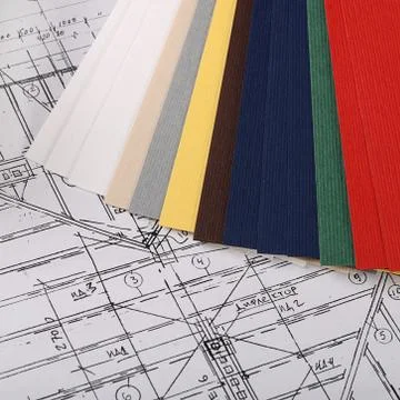 Projects of houses with color palette Stock Photos