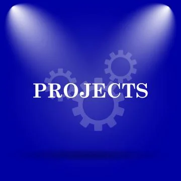 Projects icon. Flat icon on blue background.. Illustrazione stock