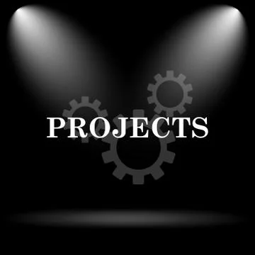 Projects icon. Internet button on black background.. Illustrazione stock