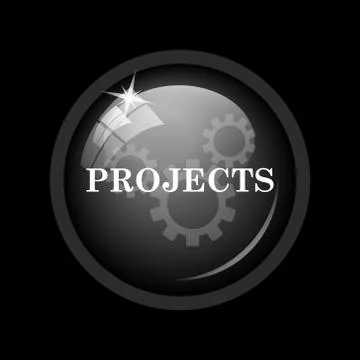 Projects icon. Internet button on black background. . 스톡 일러스트